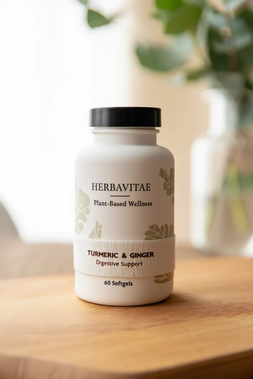 Herbavitae plant-based supplement bottle with natural botanical ingredients